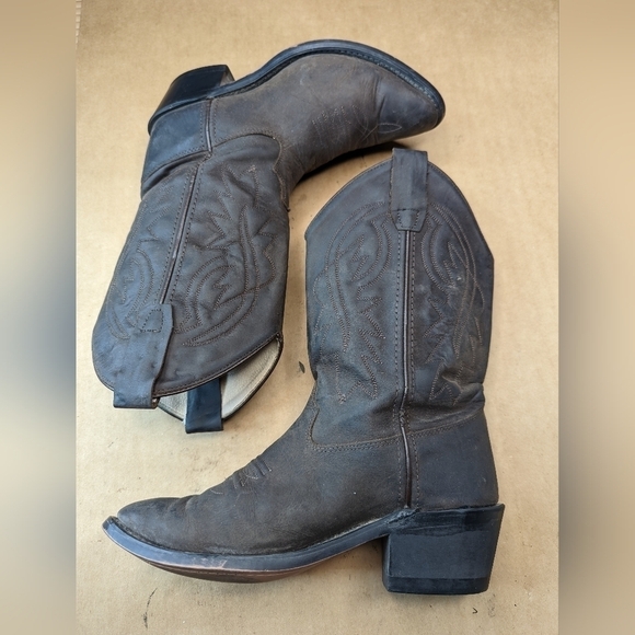 Old West Boots boys size 4.5 Distressed Corona Brown Western Boot.Calf Leathe - Picture 6 of 9